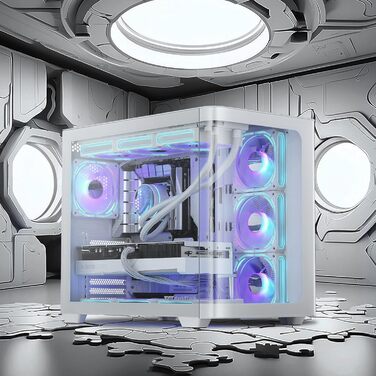 darkFlash ATX корпус для ігрового ПК Mid-Tower з 4 ARGB вентиляторами, скло для фасаду, 2 відсіки, Type-C, підтримка 2x360 AIO, (DPW90)