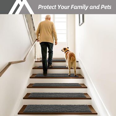 Корикома килимок для сходів COSY HOMEER, 71.1 x 22.9 см, 10 шт., антиковзаюче покриття для дерев'яних сходин, для дітей та собак, 100% поліестер, TPE-підкладка