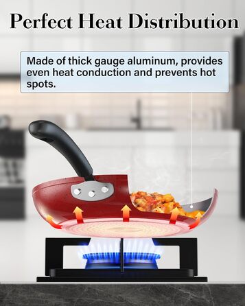 Cook N Home набір антипригарних сковорідок 3 шт, 20/25/28 см, мармурово-червоні, для індукційних плит