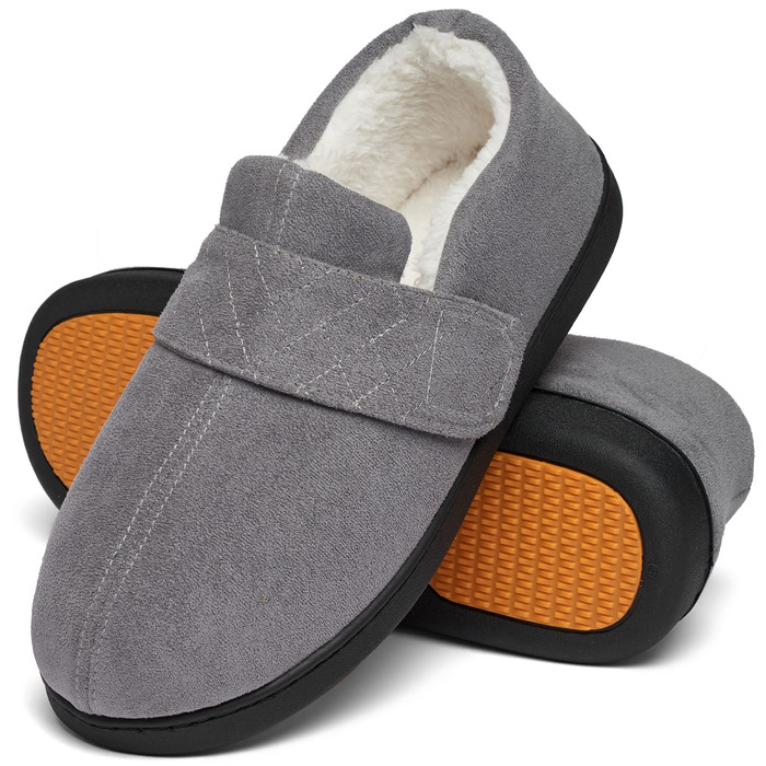 Тапочки халатні Mishansha Herren Winter з підкладкою Memory Foam, сірий Kadettengrau, розмір 39-48