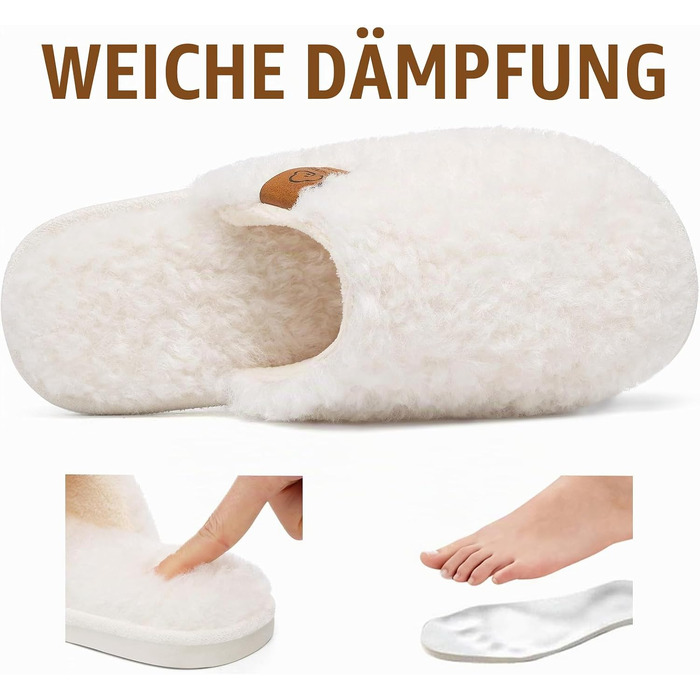 Жіночі м'які капці-тапочки Evshine з ефектом пам'яті (Memory Foam), закриті домашні капці, бежеві, розмір 40/40.5 EU