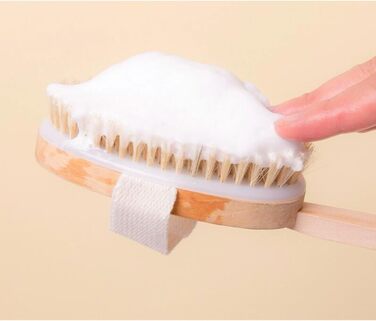 CambOs Bathroom Accessories Bath and Body Brushes for Women, Wood, Long Handle, Bath Brushes for Men, Boar Bristles, Shower Brushes, 16.1 inches