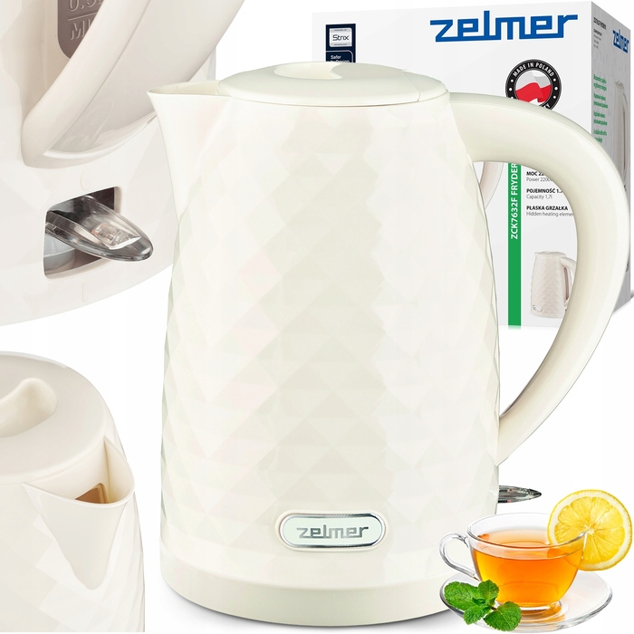 Електричний чайник Zelmer ZCK7632F Fryderyk, 2200 Вт, 1,7 л, бежевий/коричневий