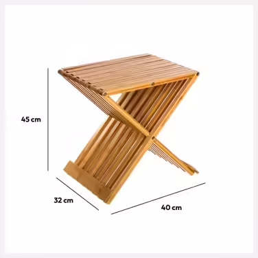 5five - Folding stool with armrests, Bamboo, 40 x 32 x 45 cm, Bamboo