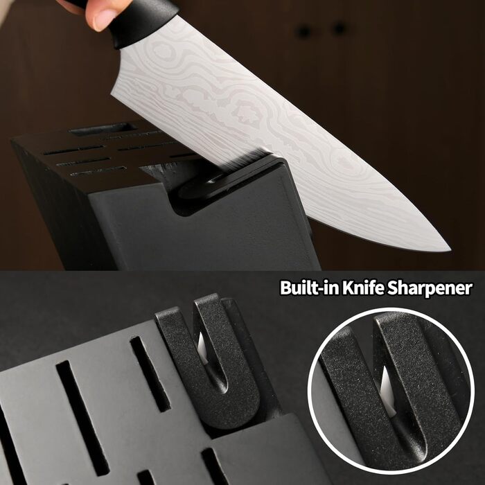 KATISUN 16-Piece Japanese Steel Knife Set with Block - Includes Sharpener, Cutting Board & Kitchen Shears