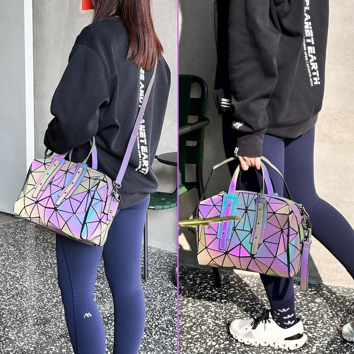 Геометричний гаманець жіночий світловідбиваючий, сумка через плече голографічна Geometrisches Portemonnaie (Cb-02)