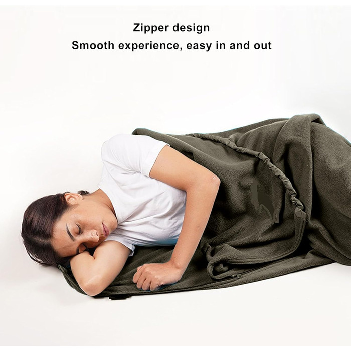 Enforose Sleeping Bag Liner, Super Thick Fleece, Soft Sleeping Bag Liner, Blanket, Lightweight Zippered Sleeping Bag Liner for Camping Trips
