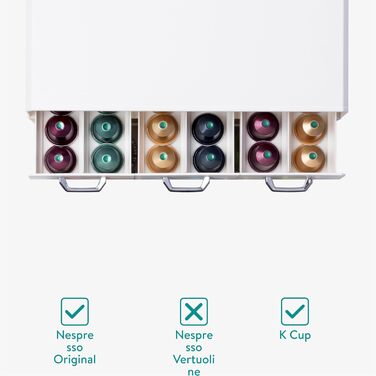 Організатор для капсул Nespresso Navaris - 4 висувні ящики для 96 капсул (білий)