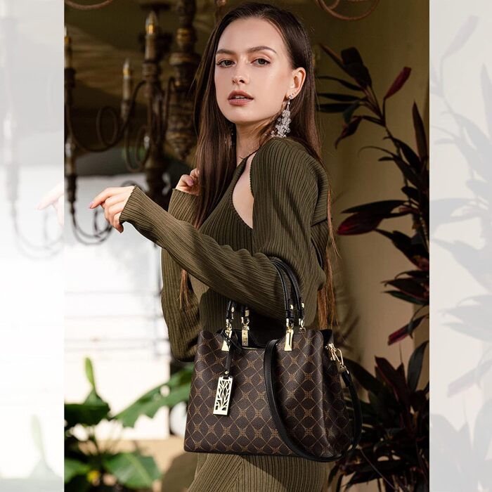 Сумка жіноча NICOLE & DORIS елегантна шопер середнього розміру, чорна PU шкіра, сумка через плече з брелоком