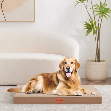 Orthopedic Dog Bed, Dog Sofa with Egg Crate Foam for Large Dogs, 112 x 81 cm, Removable and Washable, Non-Slip Bottom, (L 91 x W 69 x H 8 cm, Brown)