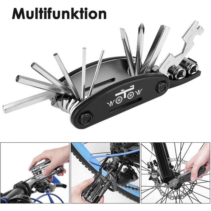 Мультитул велосипедний WOTOW 16-в-1 з чохлом - набір інструментів для ремонту велосипеда