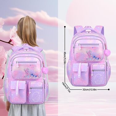 Дитячий рюкзак для школи для дівчаток, 2-15 років, рюкзак для підлітків, рюкзак для школи, рюкзак-трансформер, градієнт кольору фіолетовий
