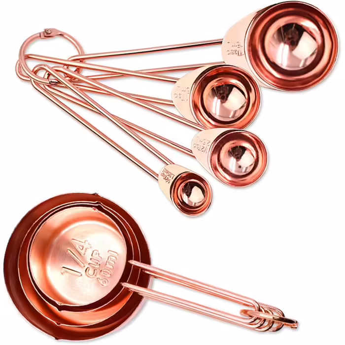 ChengBeautiful Messlöffel Messbecher Messlöffel Set Kuchen Messbecher Backwerkzeug Schnalle Messerschale Messlöffel Set Rose Gold Zum Backen Kochen Küche (Color : Rose Gold, Size : 8PS)