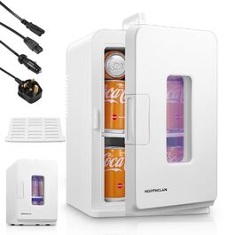 NORTHCLAN Міні холодильник 2в1 15 літрів (21 банка), портативний з охолодженням та нагріванням, 12V/220V для авто, офісу та гуртожитку, чорний, Max & Eco-режим