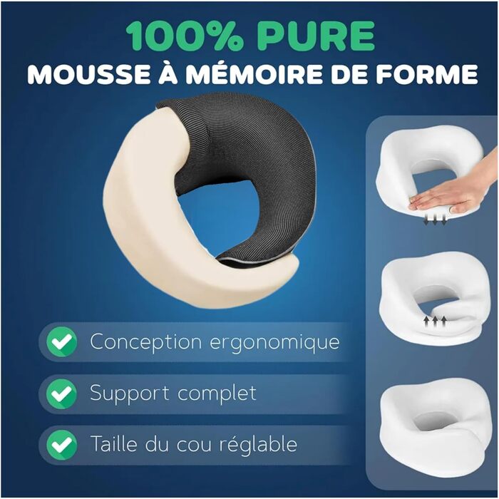 Подушка для подорожей Ergonomic – подушка для шиї з memory foam, підтримка голови та шиї, комфорт для тривалих подорожей літаком, потягом, автомобілем – ідеальна для відпочинку та сну
