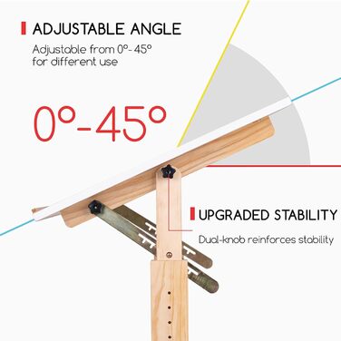 Meeden Adjustable Height Drawing Table with Stool - Artist Easel Table for Studio, Art & Craft Projects