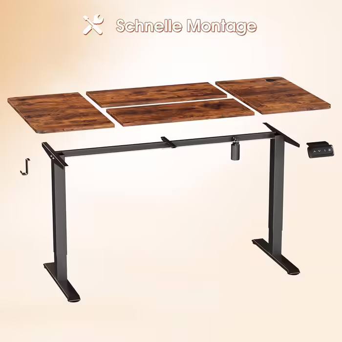 JUMMICO Height-Adjustable Desk 120x60cm, Standing Desk (71-119cm), Electric Height-Adjustable Desk with 2-Memory Control and Anti-Collision Function (Vintage Brown)