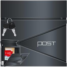 Поштовий ящик KESSER з газетницею, нержавіюча сталь, сріблясто-антрацитовий, 2 ключі, настінний монтаж, з м'яким закриттям кришки, комплект для кріплення