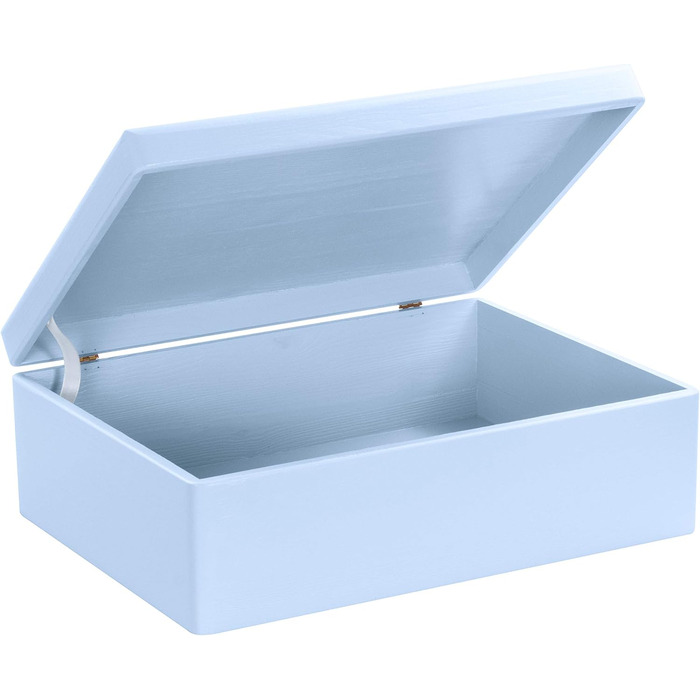 Large Wooden Box with Lid - All-Purpose Wooden Box - Storage Box | Toy Chest - Gift Packaging | Decorative Box for Crafting FSC® (approx. 40 x 30 x 14 cm | L, Blue)