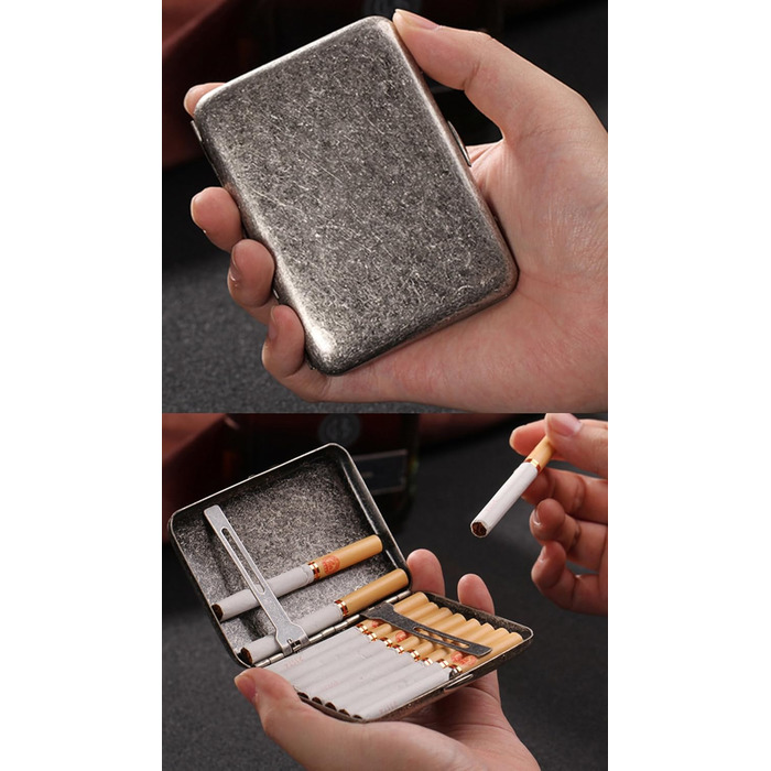 Високоякісне металеве тютюнотримач з нержавіючої сталі, срібного кольору, вміщує 16 сигарет (з фірмовою подарунковою коробкою)