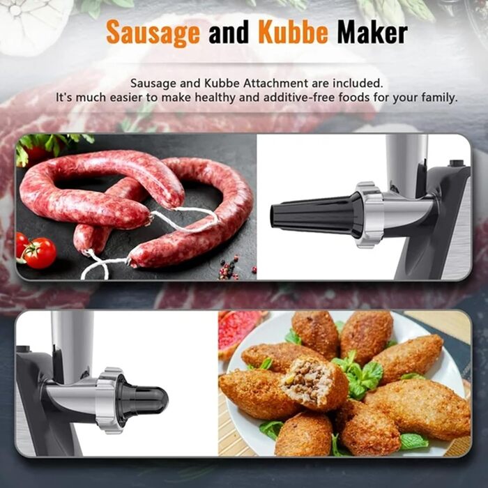 Electric Meat Grinder & Sausage Maker - Stainless Steel with Accessories