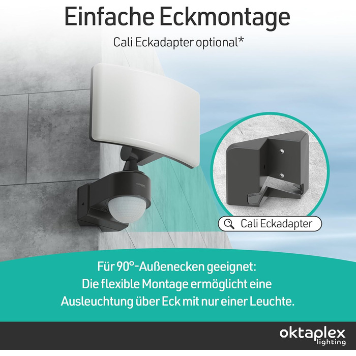 LED прожектор настінний з датчиком руху Oktaplex Cali Motion 30W, IP65, антрацит, 3000K, з функцією Master