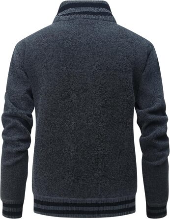 Чоловічий светр з кишенями та коміром-стійкою, флісова підкладка, кардиган, повсякденний зимовий светр, куртка на блискавці, теплий, манто (сірий, L)