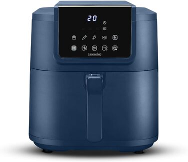Фритюрниця повітряна BOURGINI з керамічним покриттям, 8 л, блакитна. Безпечна для здоров'я, не містить шкідливих речовин (PFAS, C6, PFHxA, PTFE, PFOA та BPA). Компактний формат.