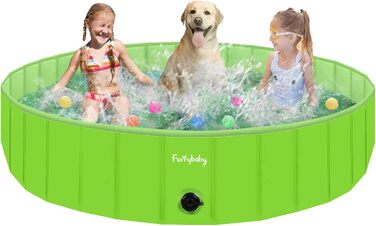 Foldable Dog Pool for Dogs, Dog Cushion Pool, Portable, for Dog Bath, Plastic, Large, Hard, Children's Pool (100 x 30 cm) (XLarge(160×30cm), Green)