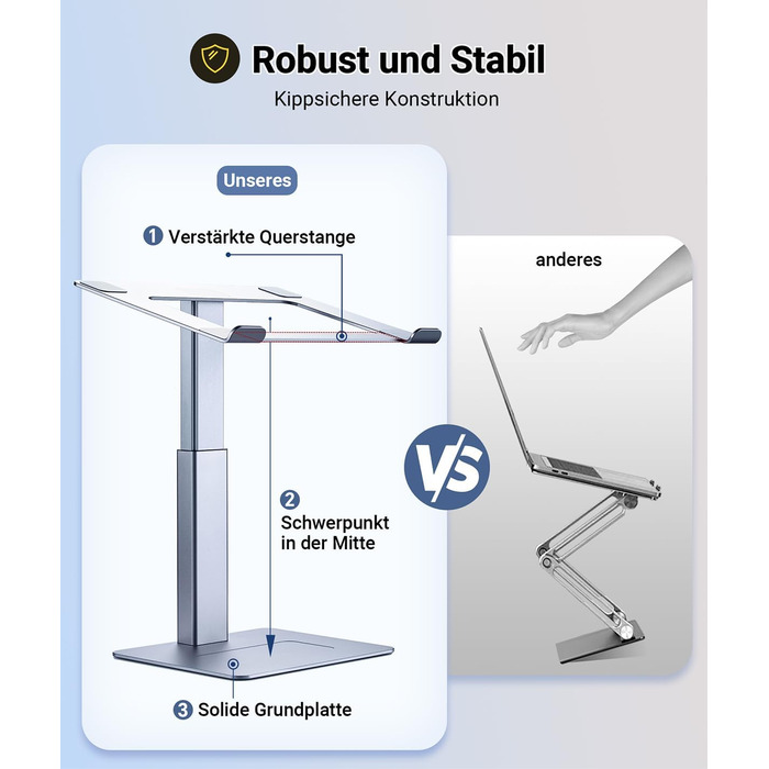 Регульований підставка для ноутбука: для офісу, дому, DJ-контролера. Підходить для MacBook та ноутбуків 13-16.5 дюймів. Сірий колір.