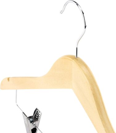 10 дерев'яних вішалок для одягу з кліпсами, натуральні кольори, 45 см - Hangerworld
