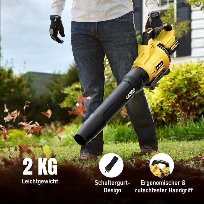 GEVEELIFE Battery Leaf Blower, 20V 270 km/h Electric Leaf Blower with 3-Speed & 2x5.0Ah Batteries – Cordless leaf blower for garden, leaves, dust & snow (Includes Battery)