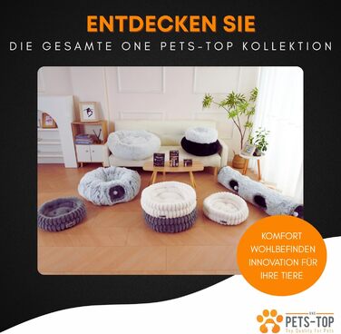 М'яке ліжко для кота з плюшу, кругле, біле, 60 см – зручний лежак для котів та маленьких собак