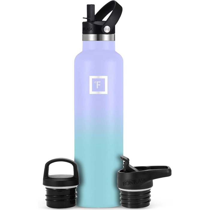 Термос-пляшка IRON °FLASK з нержавіючої сталі з 3 кришками - ізольована, герметична, для спорту, школи, фітнесу, кемпінгу. Без BPA