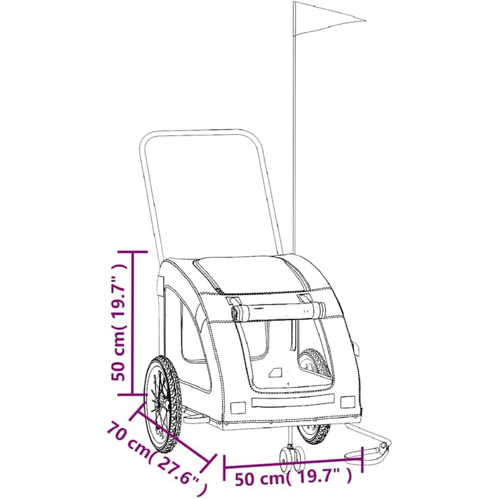 Фургон для собак VidaXL - червоний, 30 кг, Oxford-Gewebe, з прапором та відбивачами