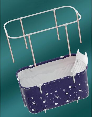 Foldable Bathtub for Adults, 132 x 68 x 47 cm, Steam Bucket for Sauna, Shower, and Ice Bath, Portable, Non-Inflatable (Blue)