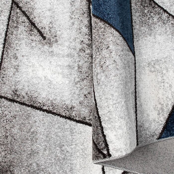 Теппих oKu-Tex для вітальні [80x150 см] з м'яким коротким ворсом - кольоровий килим для вітальні - сучасний геометричний дизайн хвилястим малюнком - німецька якість (Блакитний, 200 x 290 см (Прямокутний))