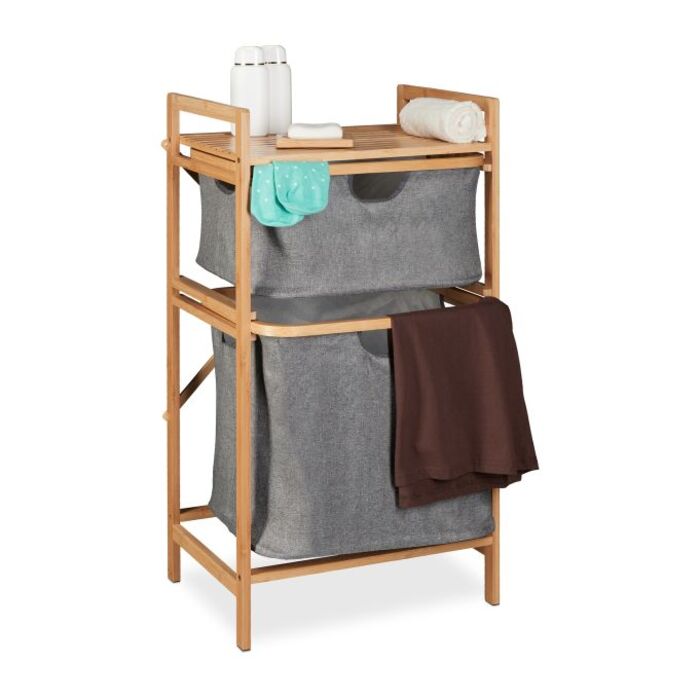 Relaxdays Laundry Basket Shelf with 2 Compartments