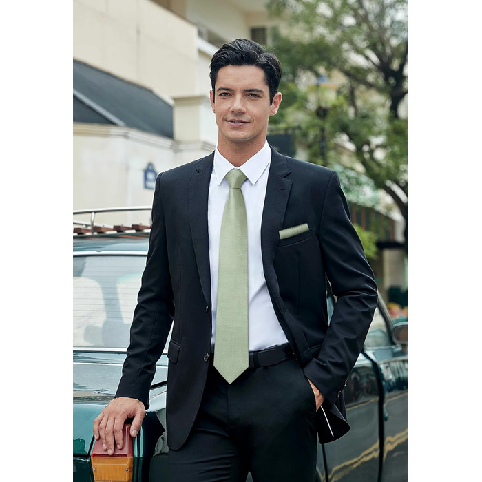 Краватка чоловіча Enlision для весілля, краватка та нагрудна хустинка, комплект з краваткою та запонок, шовкова краватка з візерунком пейслі, однотонна в різних кольорах, салатовий F2