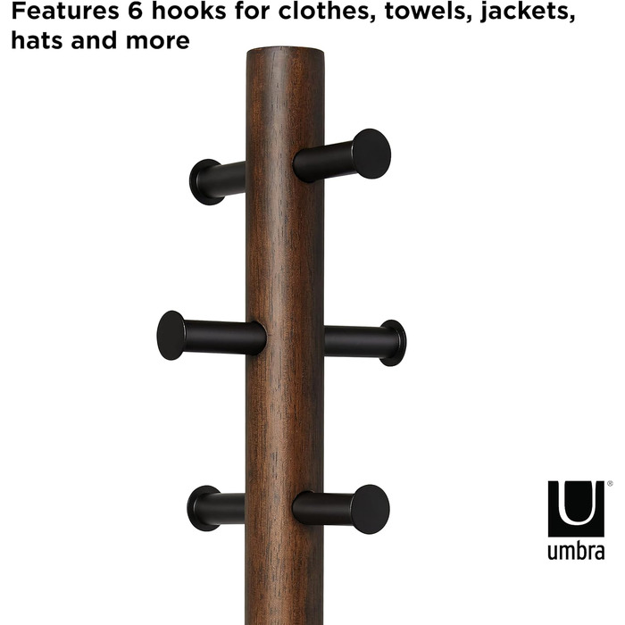 Umbra Pillar Coat Rack with Bench, Default_no_Selection_Value, White/Natural, One Size (Black/Walnut, Coat Rack with Bench)