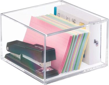 iDesign Makeup Organizer with Lid, Medium-Sized BPA-Free Plastic Jewelry Box, Stackable Storage Box, Clear