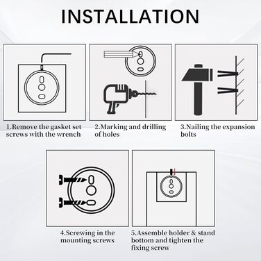 Щітка для унітазу Exleco з нержавіючої сталі, золота, з запасним насадкою та підставкою, настінна/підлогова