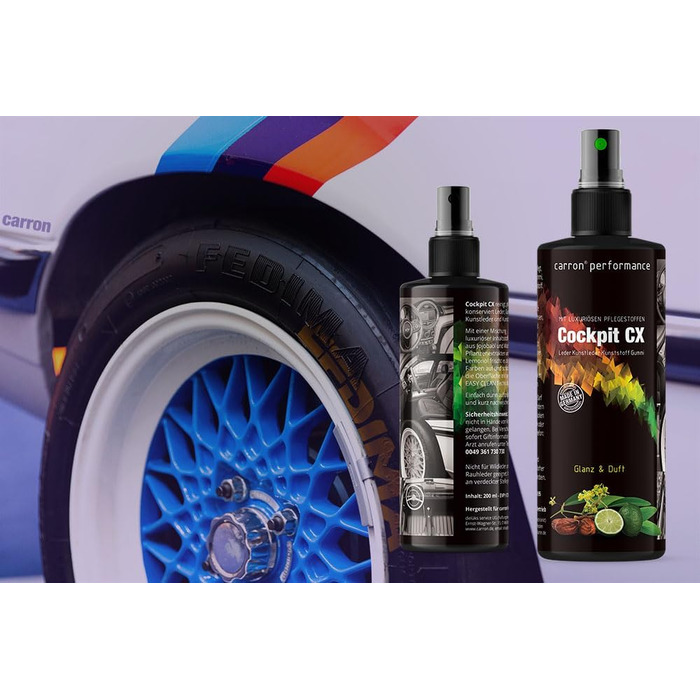 Cockpit CX Spray for cleaning and care of leather, faux leather, plastics, and rubber with jojoba oil, lemon oil, and carnauba wax (Original)