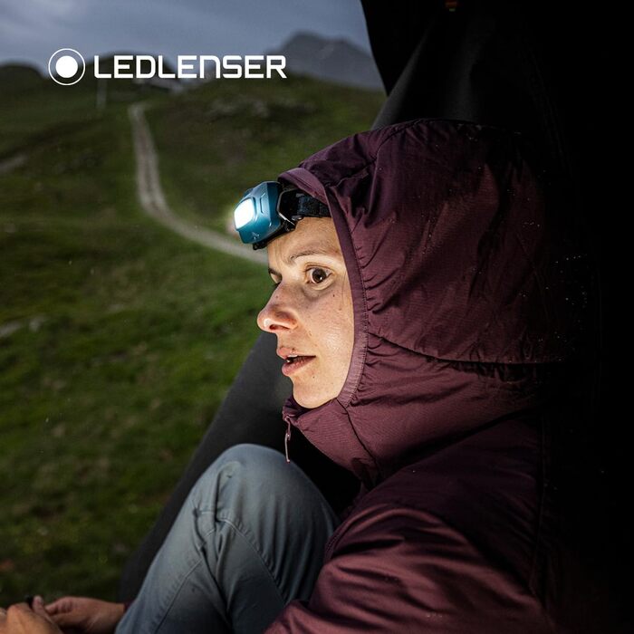 Налобний ліхтар Ledlenser HF4R Core 500 лм, IP68, акумуляторний, водонепроникний, з червоним світлом, для туризму, зелений