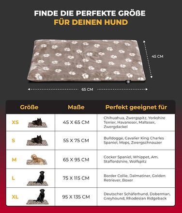 Підстилка для собак XS (45x65 см) – двостороння, м'яка, з наповнювачем 3 см – для дивана, авто, переноски – Tatze Beige, Made in Germany 45 x 65 см Tatze Beige