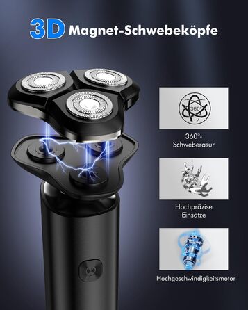 Електричний чоловічий бритва ETROBOT 3-в-1, IPX7, вологостійкий, для сухого та вологого гоління, з магнітною головкою та зарядкою USB-C