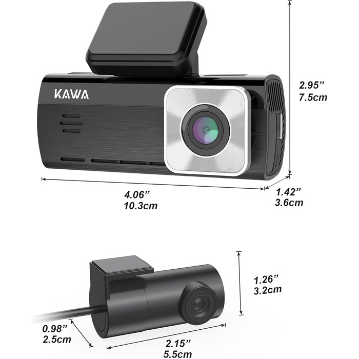 Відеореєстратор KAWA 4K Dual з GPS, WiFi, IPS екраном та 64GB SD-картою