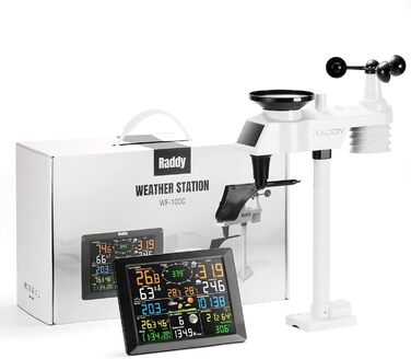 Метеостанція Raddy WF-100C з датчиком температури та вологості, Wi-Fi, 14-в-1: цифровий термометр для дому, офісу, спальні в подарунковій коробці