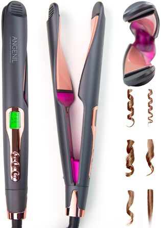 Випрямляч для волосся ANGENIL Pro Twist 2-в-1 (випрямляч та плойка) з LCD дисплеєм, регулюванням температури 130-230°C, сірий