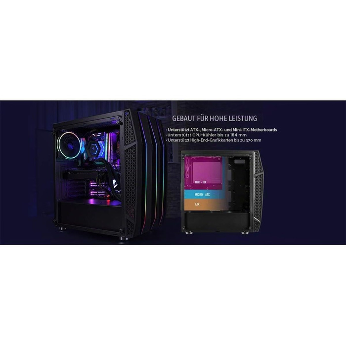 Ігровий корпус AeroCool KLAW ATX, загартоване скло, RGB підсвітка, 3 RGB вентилятори, чорний